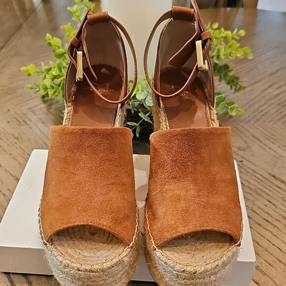 Brown Suede Espadrille Wedge Platforms Sandals Size 7.5 Marc Fisher - Picture 2 of 12